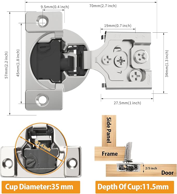 50 Pack 3/8" Overlay 4D Soft Close Concealed Hinges - Image 6