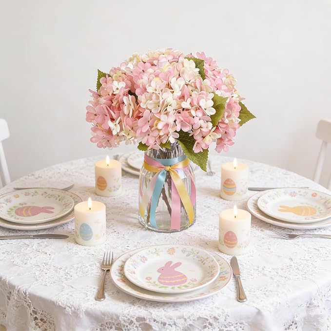 Kimura's Cabin 6pcs Fake Hydrangeas Flowers Artificial Silk Hydrangea, Wedding - Image 3