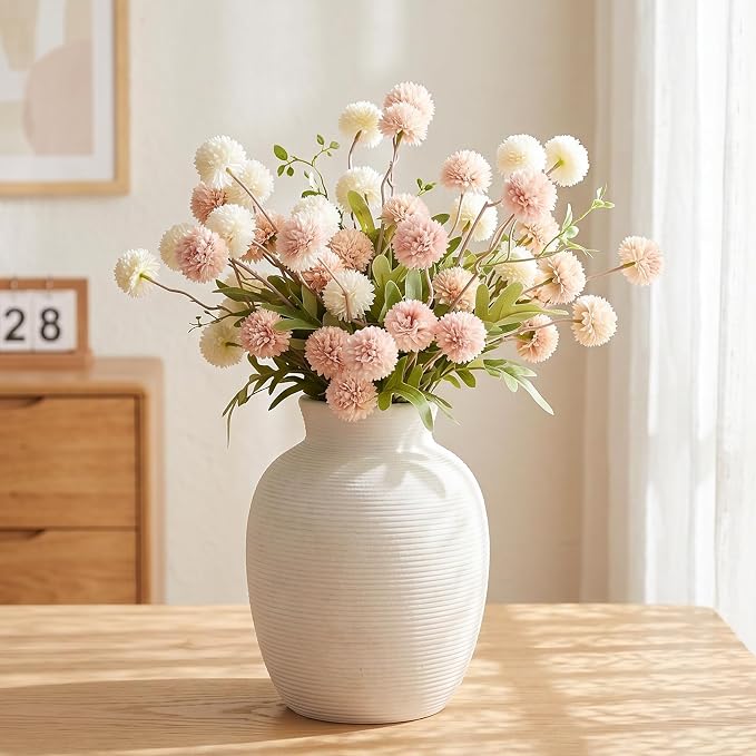 White Ceramic Vase for Flowers, 8in Waterproof Pottery Ceramic Vases | Flower - Image 4