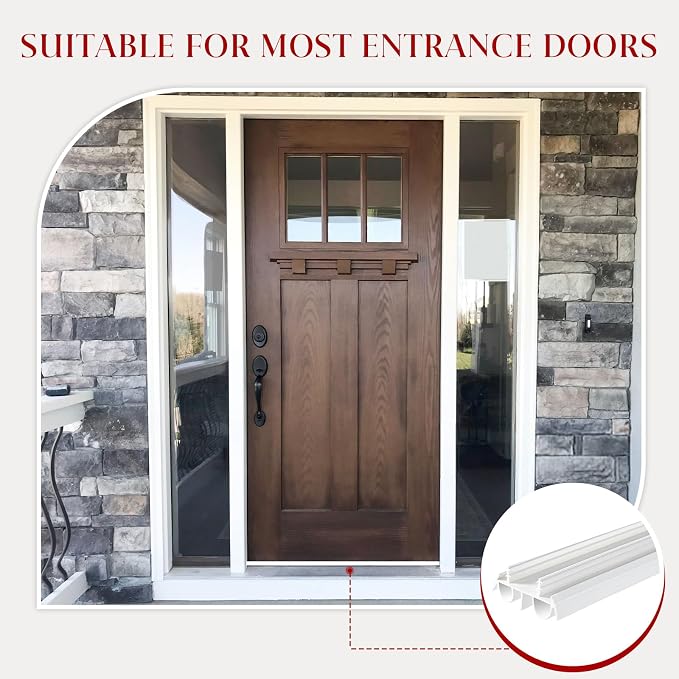 2 Pcs 36" White Double Bubble Kerf Door Sweep | 1-3/4" Wide Weatherstrip Seal - Image 5