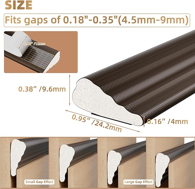 Kneelisa 3Pcs×196” Wedge-Shape Foam Window Weather Stripping Door Seal | - Image 2