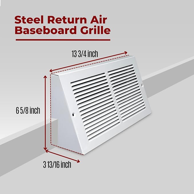 Fits 12x6 Duct Opening | Steel Triangular Baseboard Return Air Grille by Handua - Image 2