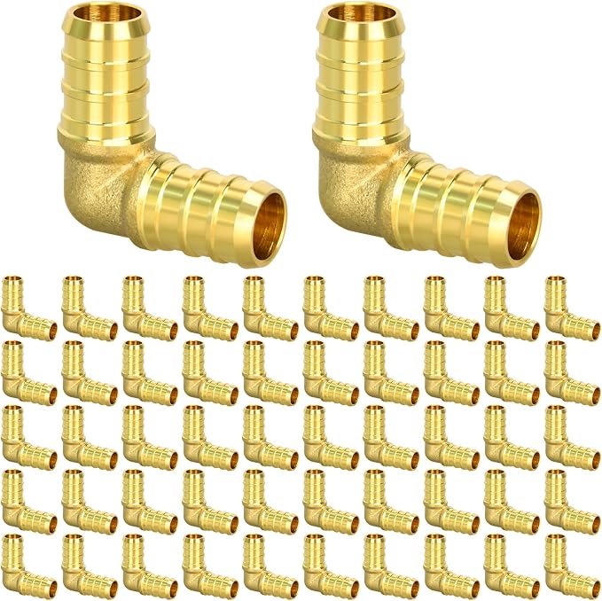 50 Pack 1/2" PEX Fittings, Brass Elbow Fittings | by RUBY.Q