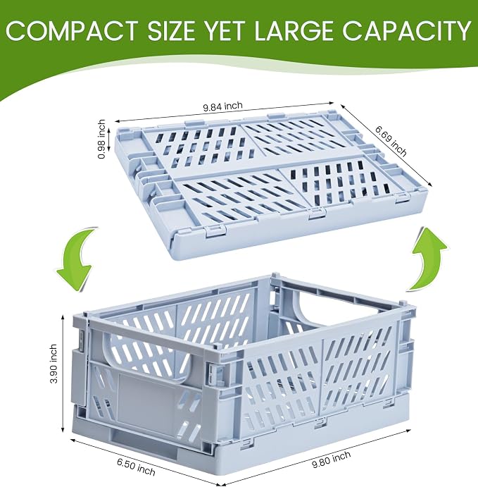 HUUSMOT 4-Pack Collapsible Plastic Storage Baskets, 9.8"x6.5"x3.8" | Pastel - Image 3