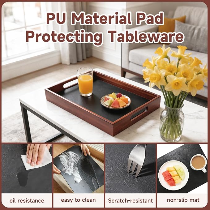 17 x 12 Inch Acacia Wood Large Serving Tray - Image 2