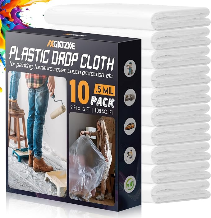 Axgatoxe 12 x 9 Ft Plastic Drop Cloths by AXgatoxe