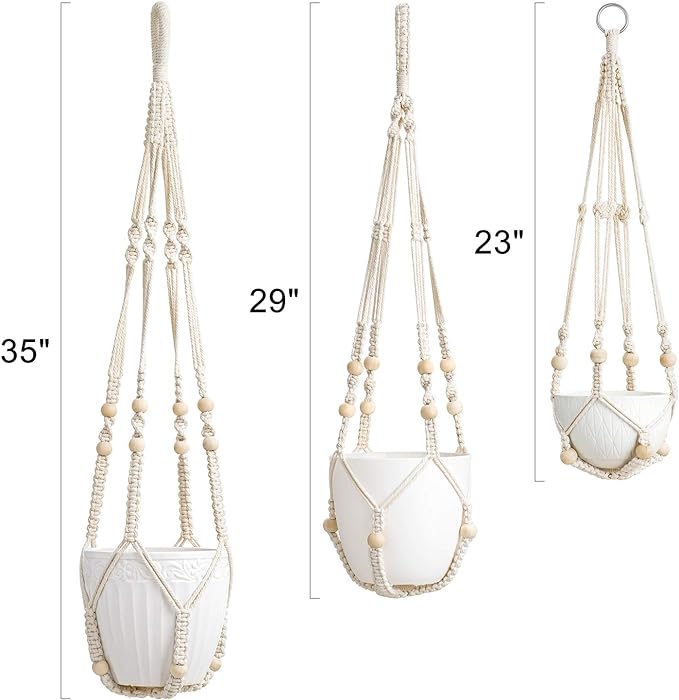 Mkono 3 Pack Macrame Plant Hangers Hanging Planters - Image 6