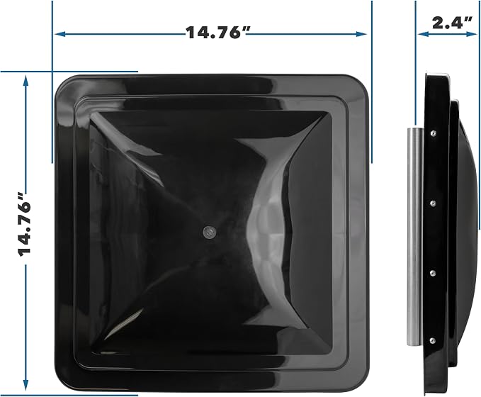 14 Inch RV Roof Vent Cover Replacement Vent Lid Black - Image 2