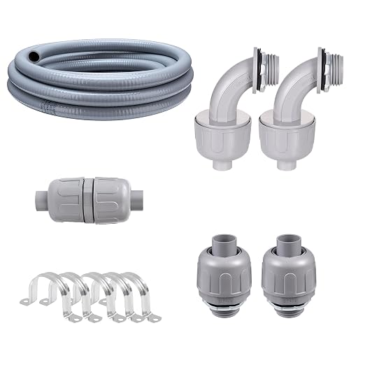 15FT 1/2" NPT PVC Liquid Tight Conduit Kit UL 2 Straight 1 Angle Connector | UV by Aandxmok