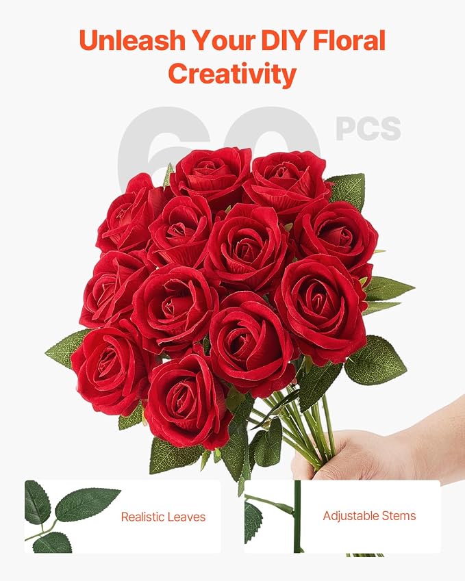 VEVOR Artificial Flowers, Faux Red Bridal Shower - Image 5