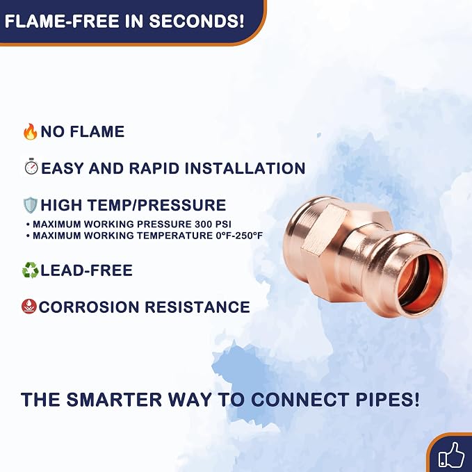 Copper Press Fittings 1/2" Female Adapter x 1/2" Press 10 Pack - Image 4