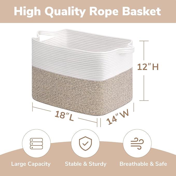 Goodpick 50L Large Woven Storage Basket, Light Brown | Decorative Gift Basket - Image 3