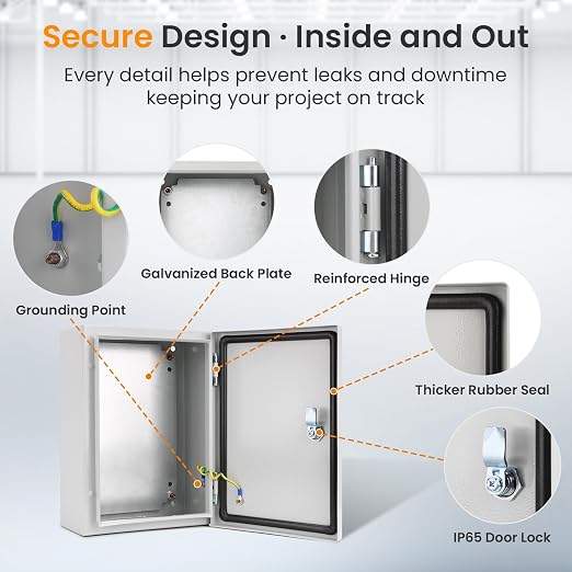 QILIPSU Metal Electrical Box IP65 Waterproof Steel Project Enclosure Lockable - Image 3