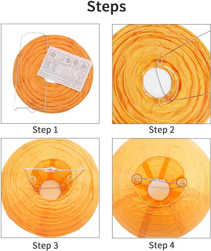 24pcs Hanging Round Paper Lanterns - Image 7