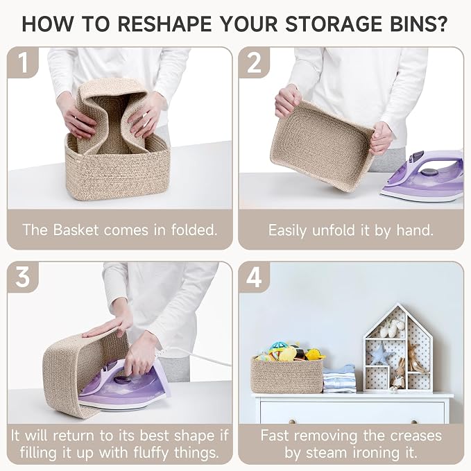 3 Pack Storage Baskets for Organizing, 13.7×9.5×6.3", Mixed brown | Woven - Image 8