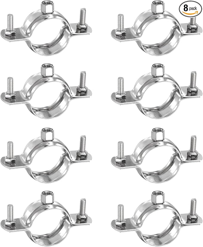 HARFINGTON 8 Pcs Adjustable Pipe Bracket Clamps 1-1/4" Stainless Steel Wall by HARFINGTON