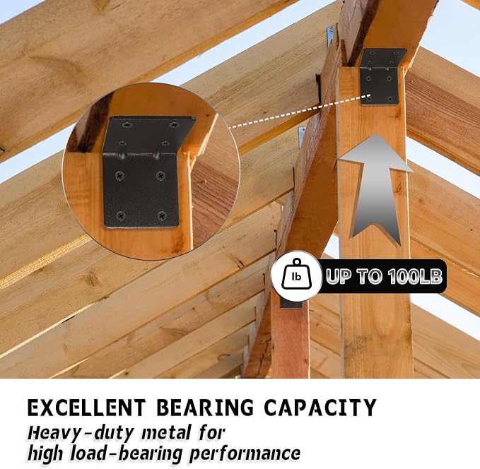 4 Pack L Brackets for Wood Matte Black Strong Corner Brace, Ribbed Corner - Image 5
