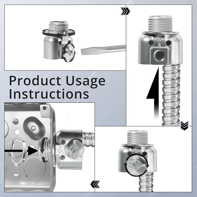 3/8 inch Zinc Die Cast Duplex connectors, Flex Wire Box Screw Type Connector - Image 6