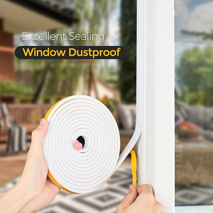 Ravinte Weather Stripping Door Seal, 2 x 1 Adhesive Foam Tape, 6.5 FT | - Image 7