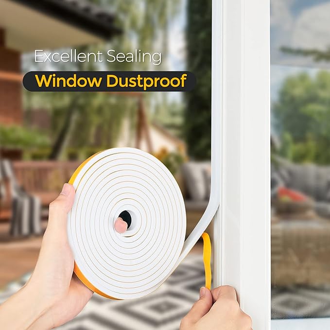 Ravinte Weather Stripping Door Seal, 1/2 x 1/8 Adhesive Foam Tape, 32 FT | - Image 7