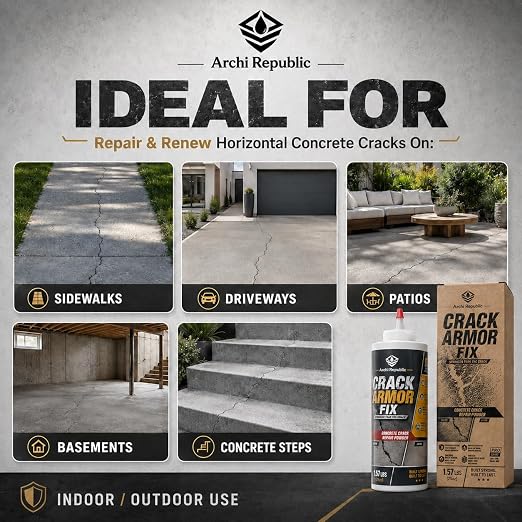 Concrete Crack Filler 1.57 lb, Water-Activated Permanent Repair - Image 3