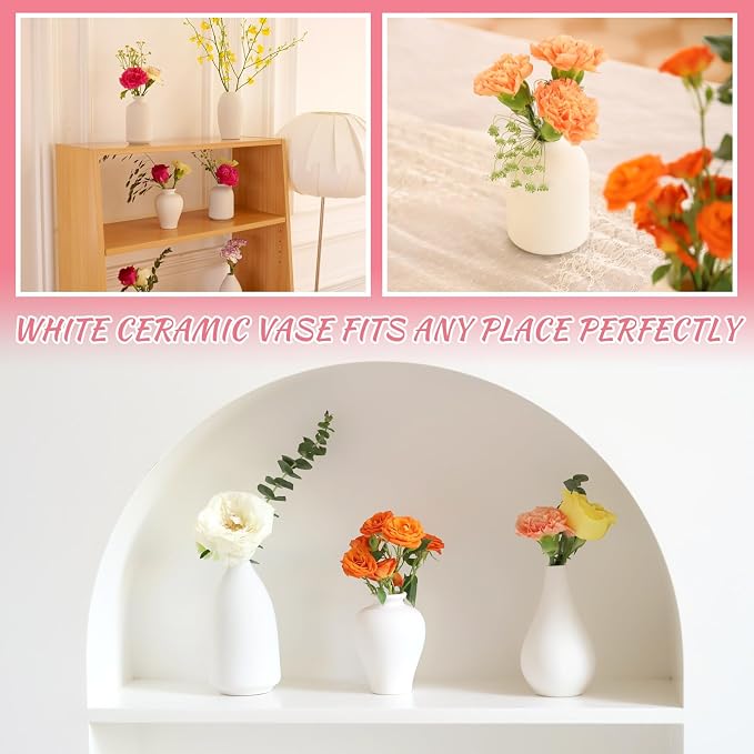 8 Pack Ceramic Bud Vase, Small White Vase - Image 6