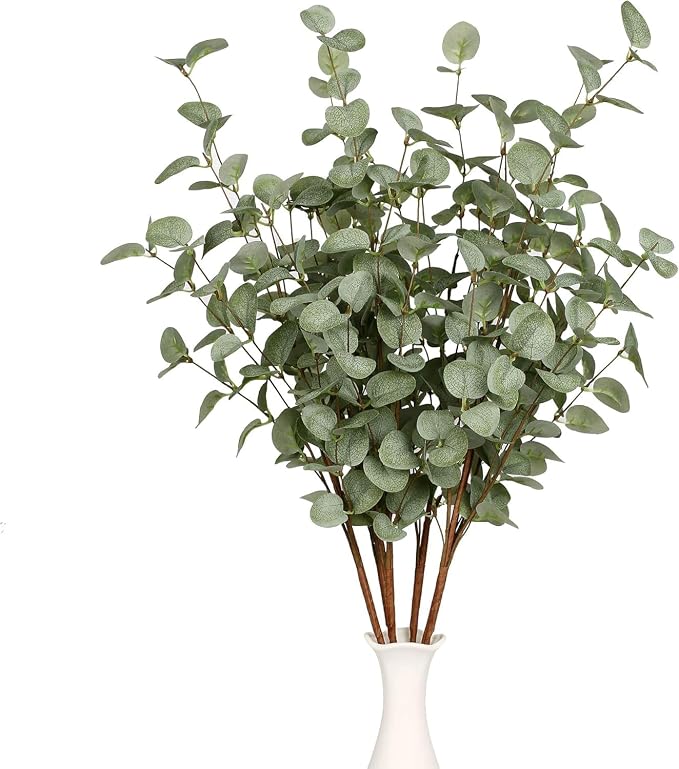 12 Pcs 27" Eucalyptus Stems Greenery Stems Eucalyptus Leaf Spray in Green Silk - Image 5