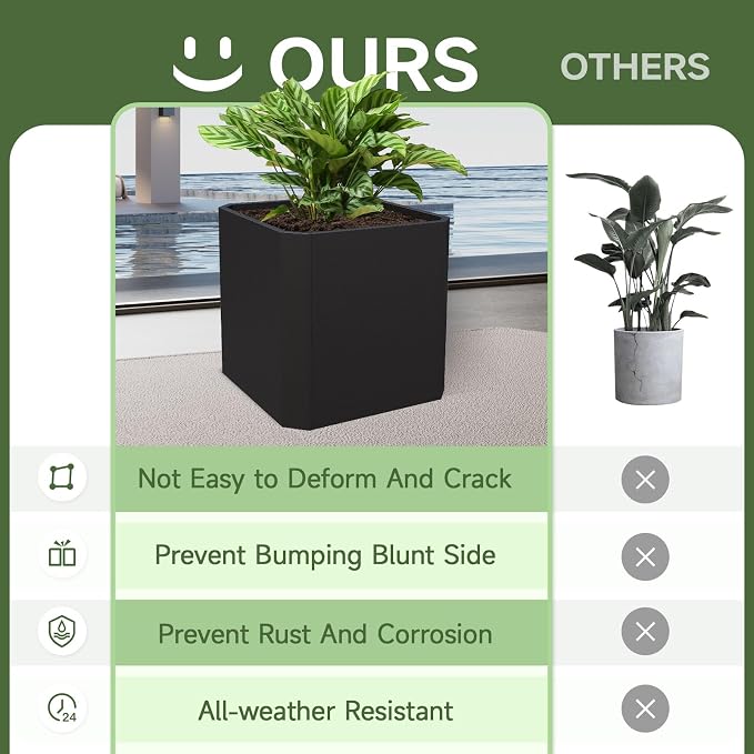 Metal Planter Box 20”L x 20"W x 20"H Large Square Steel Planter Box | Outdoor - Image 7