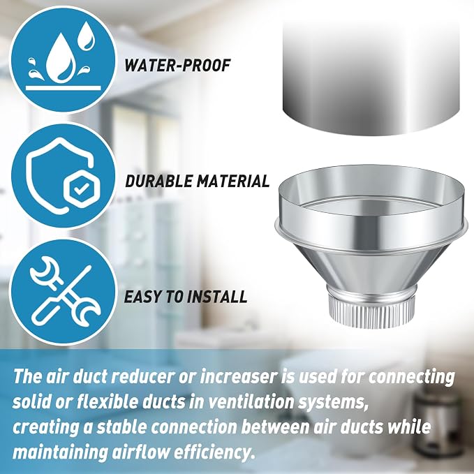 1 Pcs 8 Inch to 4 Inch Duct Reducer Increaser | Galvanized Steel Air Duct - Image 4