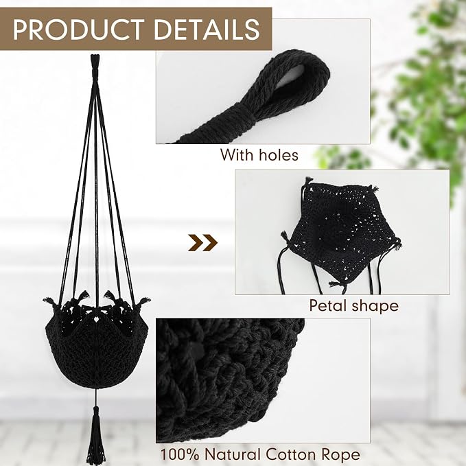 Shappy 2 Pack Boho Macrame Plant Hanger, Large Hanging Planter Plant Holder Pot - Image 5