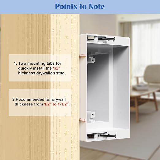 Recessed Outlet/Electrical Box Single Gang, Recessed Outlet Box - Image 4
