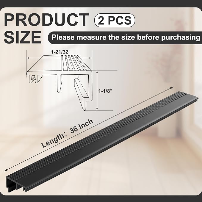 Pangda 2pcs 36 Inch Fixed Vinyl Sill Cap 1-1/8 Inches High Exterior Door - Image 2
