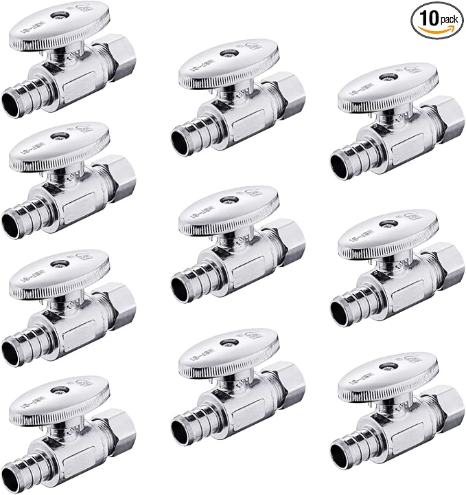 10PCS Efield Straight Stop Valve, 1/2" Barb Crimp Pex x 3/8"OD Compression | by EFIELDPEXTUBING