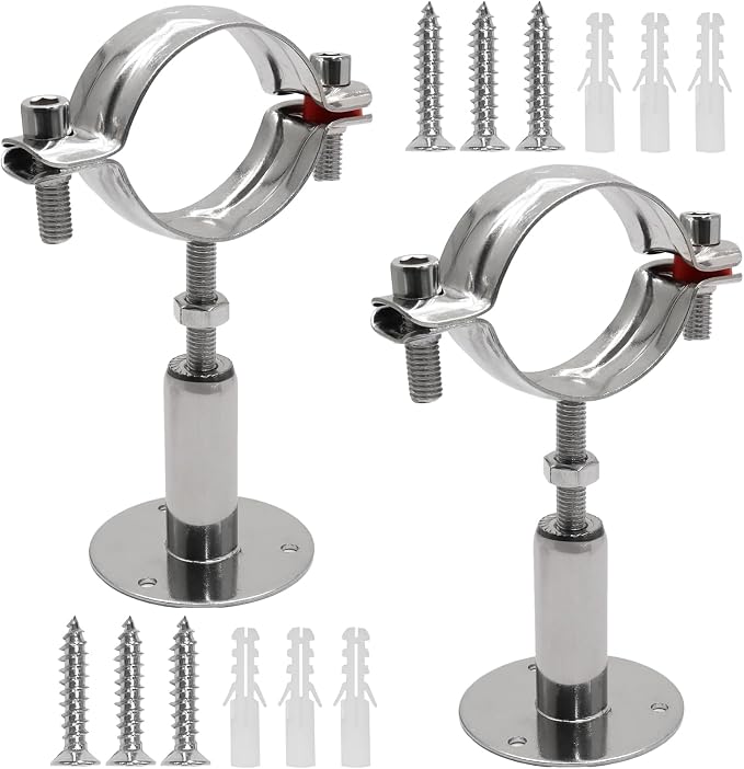 2pcs Adjustable Pipe Support Bracket, Stainless Steel Pipe Clamp | 2 Inch-2-1/4 by suiwotin
