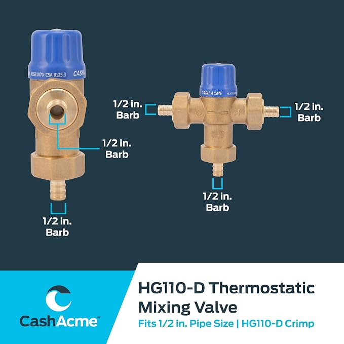 Cash Acme 1/2 Inch HG110 Crimp Thermostatic Mixing Valve - Image 5