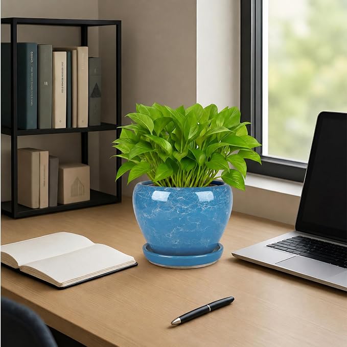 Deep Dream 6 Inch Plant Pots- Ceramic Planter Pot - Image 4