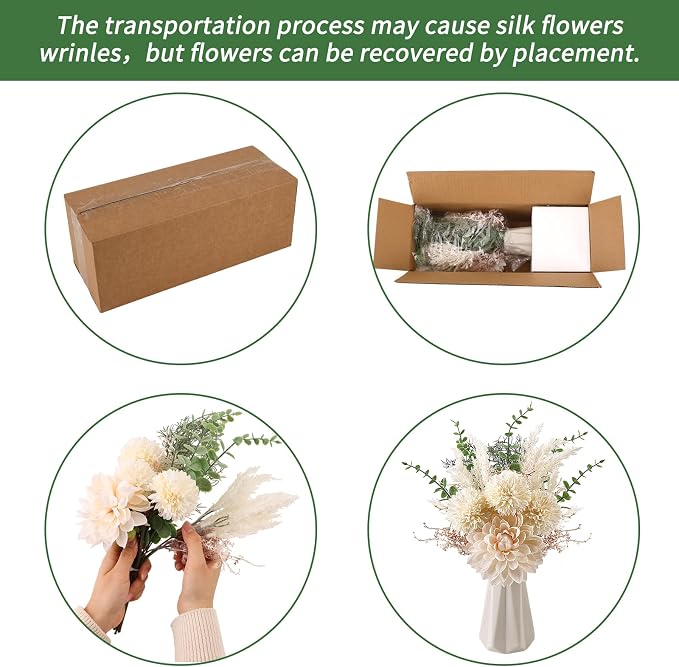 CEWOR Fake Flowers in Ceramic Vase, Artificial Flowers - Image 7