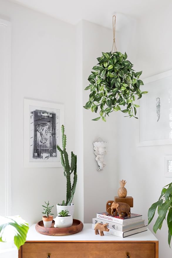 Briful Artificial Hanging Plants in Black Pot 17.7" Lifelike Trailing Faux - Image 4