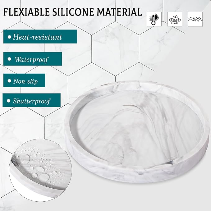 Silicone Bathroom Tray Coffee Table Decor Perfume Organizer, Waterproof - Image 4