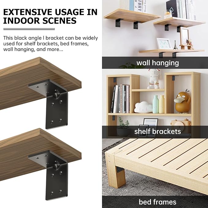 8 PCS Heavy Duty Steel Corner Brackets, DIY L Shelf Brackets, Metal Joint - Image 6