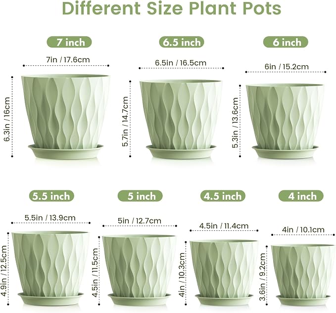 Meowell 7/6.5/6/5.5/5/4.5/4 inch Plant Pots - Image 2