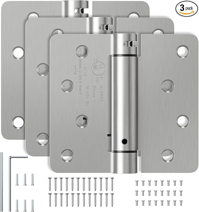 HOSOM Self Closing Spring Loaded Hinges, 4 Inch, Adjustable Tension by HOSOM
