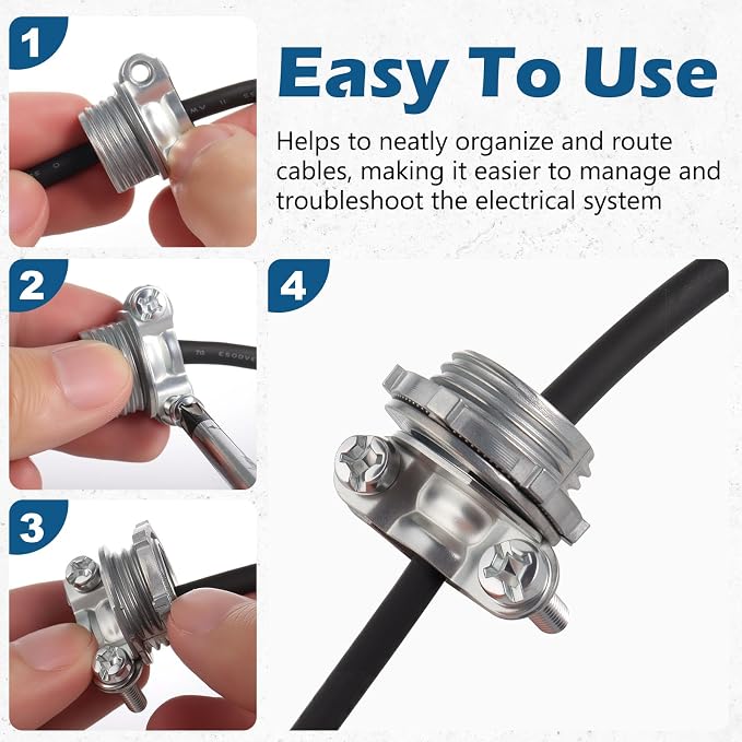25 Pack 1/2 inch Clamp Type Cable Connectors, Zinc Alloy Wire Clamps - Image 5