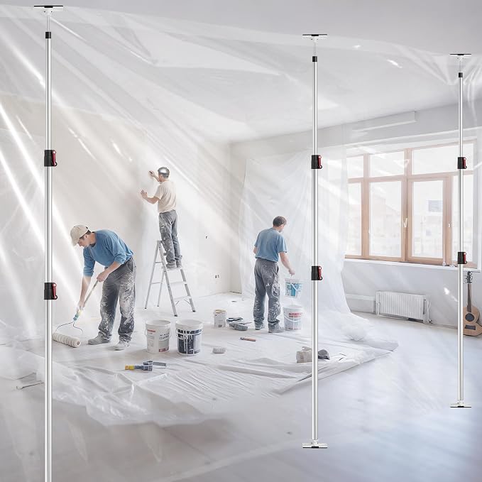 10FT Dust Barrier Poles 4Pack, Spring Retractable Zipper Wall Poles - Image 2