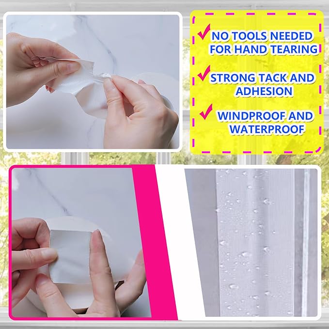 WENSSKKU White Window Weather Sealing Tape, Waterproof Window AC Air - Image 4