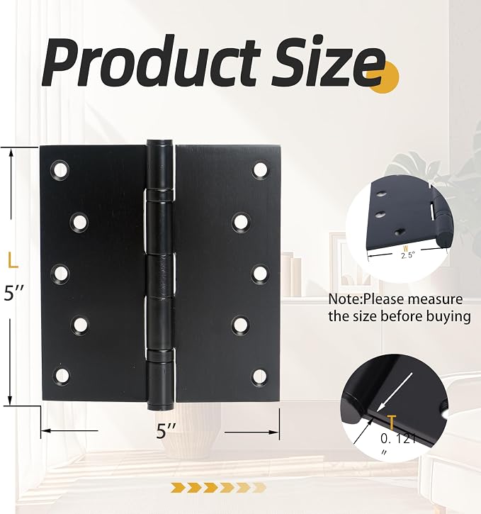 5 in * 5 in Hinges Heavy Duty Door Hinges up to 220 lbs - Image 2