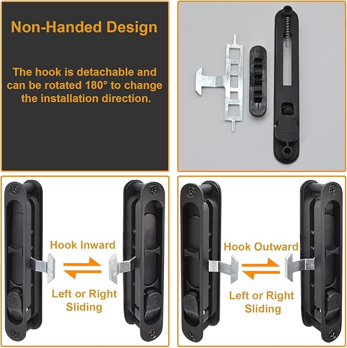 Sliding Screen Door Latch | Zinc Alloy Handles, 5-1/8" Mounting Holes, - Image 7