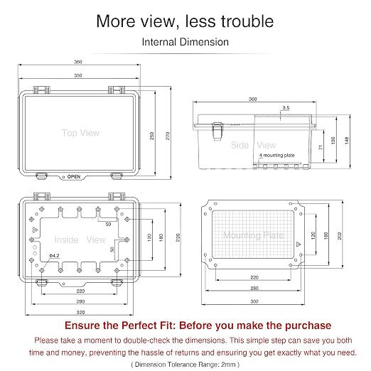 QILIPSU UL94-V0 Outdoor Electrical Box 13.8"x9.9"x5.9" Waterproof Junction Box - Image 6