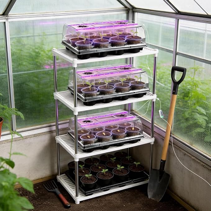 36 Pack 4 Inch Clear Plant Pots & 3 Pack 12 Cell Nursery Pot Trays - Image 7