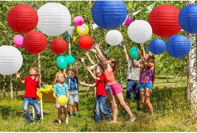 BEISHIDA Red Blue White Paper Lanterns 4/6/8/10/12 Inch Round Chinese Lamp | - Image 4